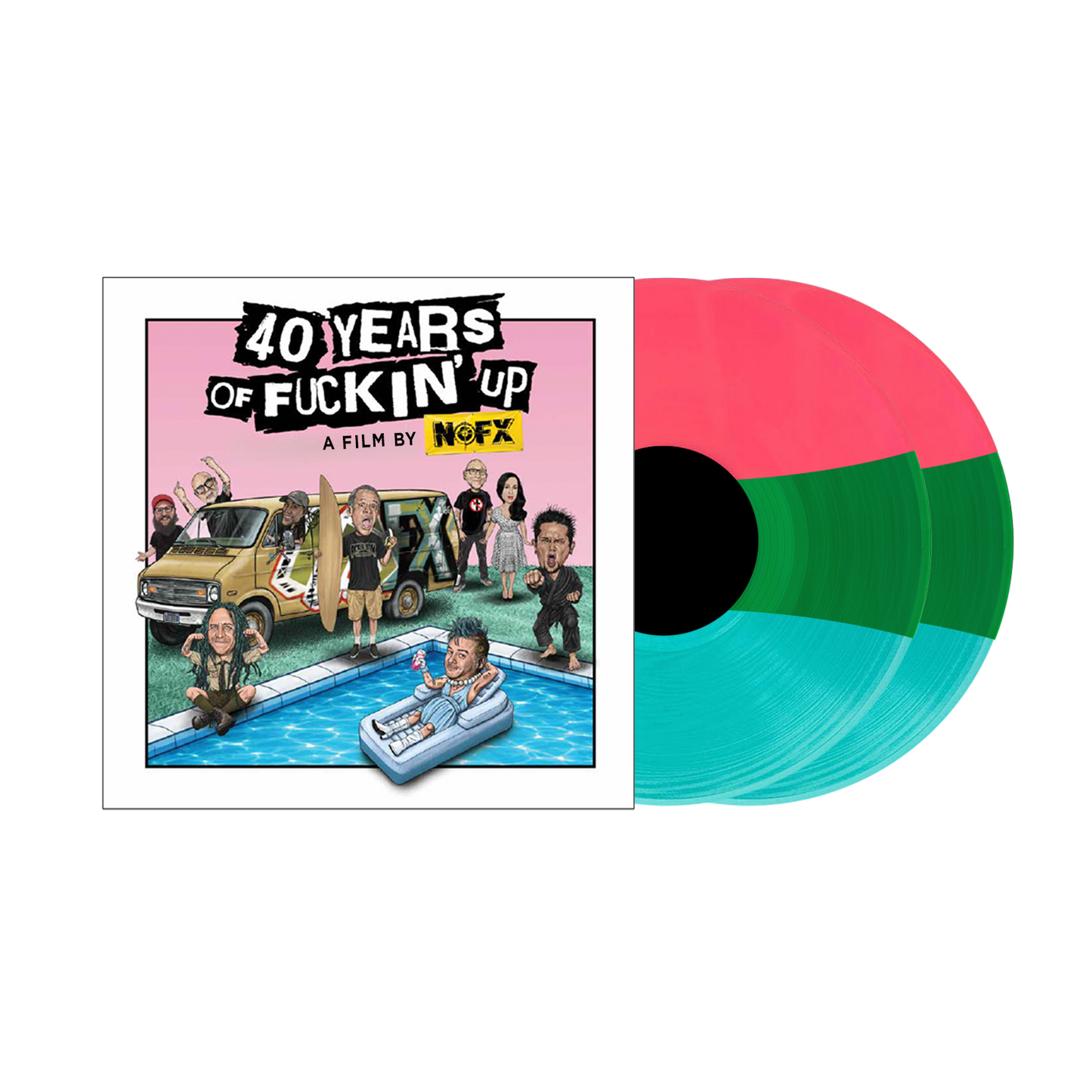 NOFX / Fat Mike (40 Years of Fuckin' Up: Soundtrack + Score) 2xPink/Green/Blue Stripe Vinyl