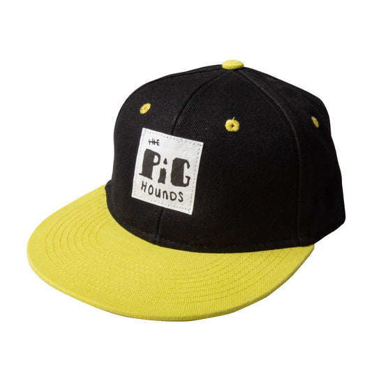 The Pighounds (Phat Pig Patch) Black/Yellow Snapback Cap