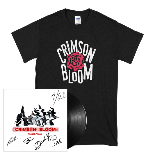 Crimson Bloom (Logo) T-Shirt+LIMITED Signed Black Vinyl Bundle