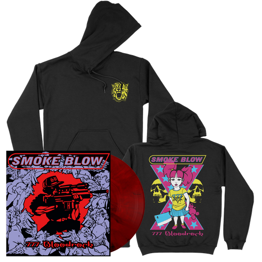 Smoke Blow (777 Bloodrock) 140g Red & Black Marbled Vinyl + Hoodie-Bundle