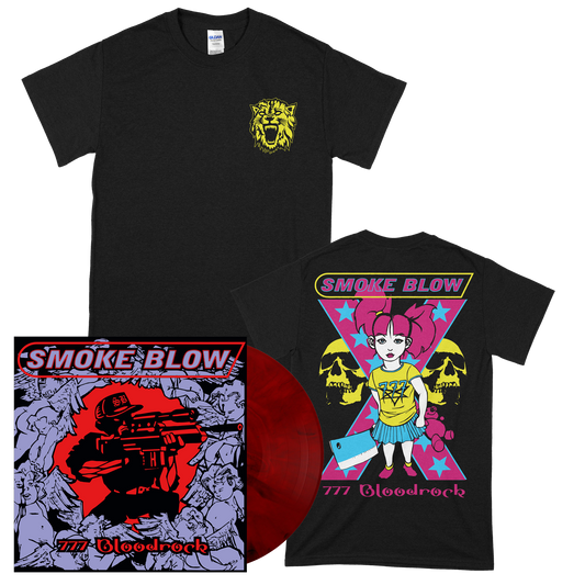 Smoke Blow (777 Bloodrock) 140g Red & Black Marbled Vinyl + T-Shirt-Bundle