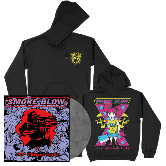 Smoke Blow (777 Bloodrock) 140g Silver&Black Marbled Vinyl + Hoodie-Bundle