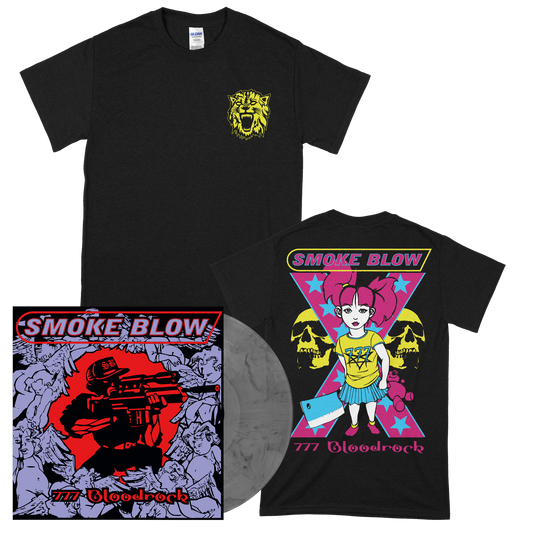 Smoke Blow (777 Bloodrock) 140g Silver&Black Marbled Vinyl + T-Shirt-Bundle
